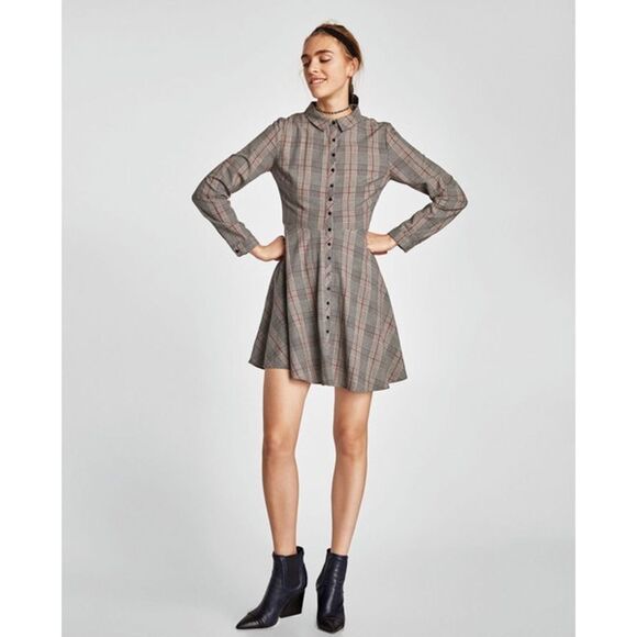 ZARA PLAID SHORT CHECKED DRESS - Picture 2 of 3